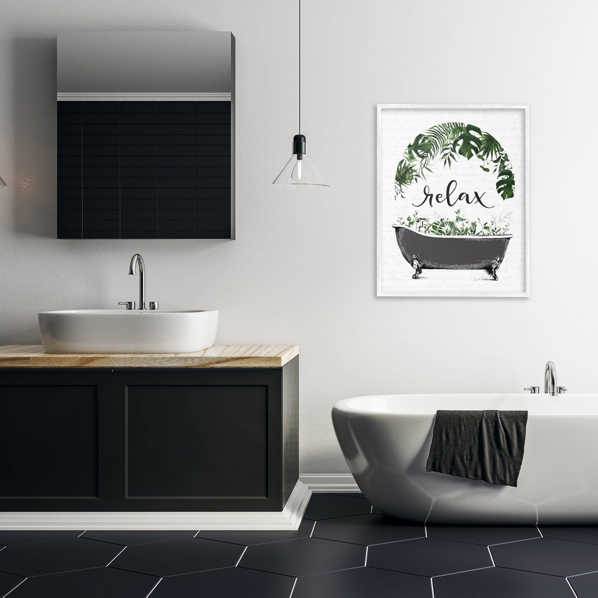Tropical Bath Relax White Framed Giclee Art, design by Lettered and Lined