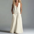 thumbnail image 6 of Summer Plus Size Dresses for Womens 2026 Fashion Cotton and Linen Loose Pocket Quarter Sleeve Long Dress, 6 of 7
