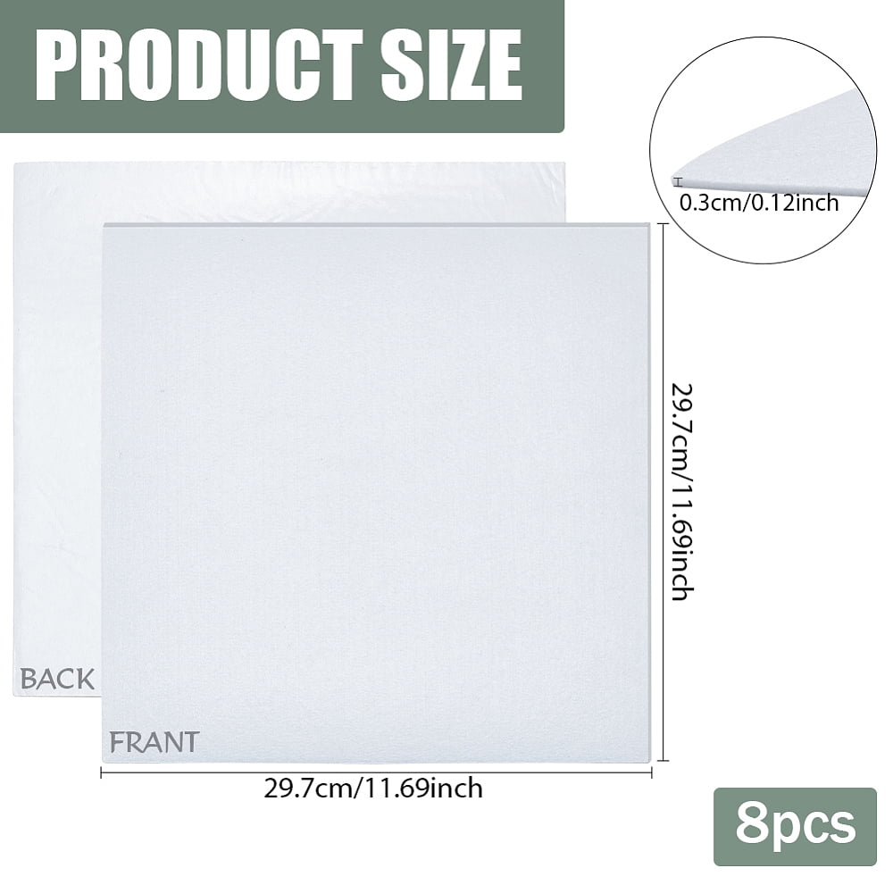 Self-adhesive Felt Fabric for DIY Craft Square White 29.7x29.7x0.3cm