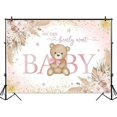 thumbnail image 2 of Fondo de oso de niña, fondo de hierba de pampas bohemia rosa, podemos esperar, mesa de pastel para fiesta de baby shower, 2 of 4