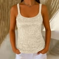 thumbnail image 2 of WRKEKC Sleeveless Tank Tops for Women Solid Color Sequin Trim Cami V-Neck Daily Tank Casual Loose Fit Lightweight, 2 of 7