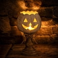 thumbnail image 6 of Small Vintage White Pumpkin Candle Holder, Distressed Wooden Candlestick, Rural Farmhouse Style Ornament, Festive Desktop Decor for Fall Halloween Thanksgiving, 6 of 7