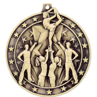 Cheer Medals, 2" Gold Diecast Cheer Medal Award 5 Pack
