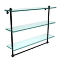 thumbnail image 2 of Prestige Regal Collection Triple Tiered Glass Shelf with Integrated Towel Bar - Polished Brass / 22 Inch, 2 of 7