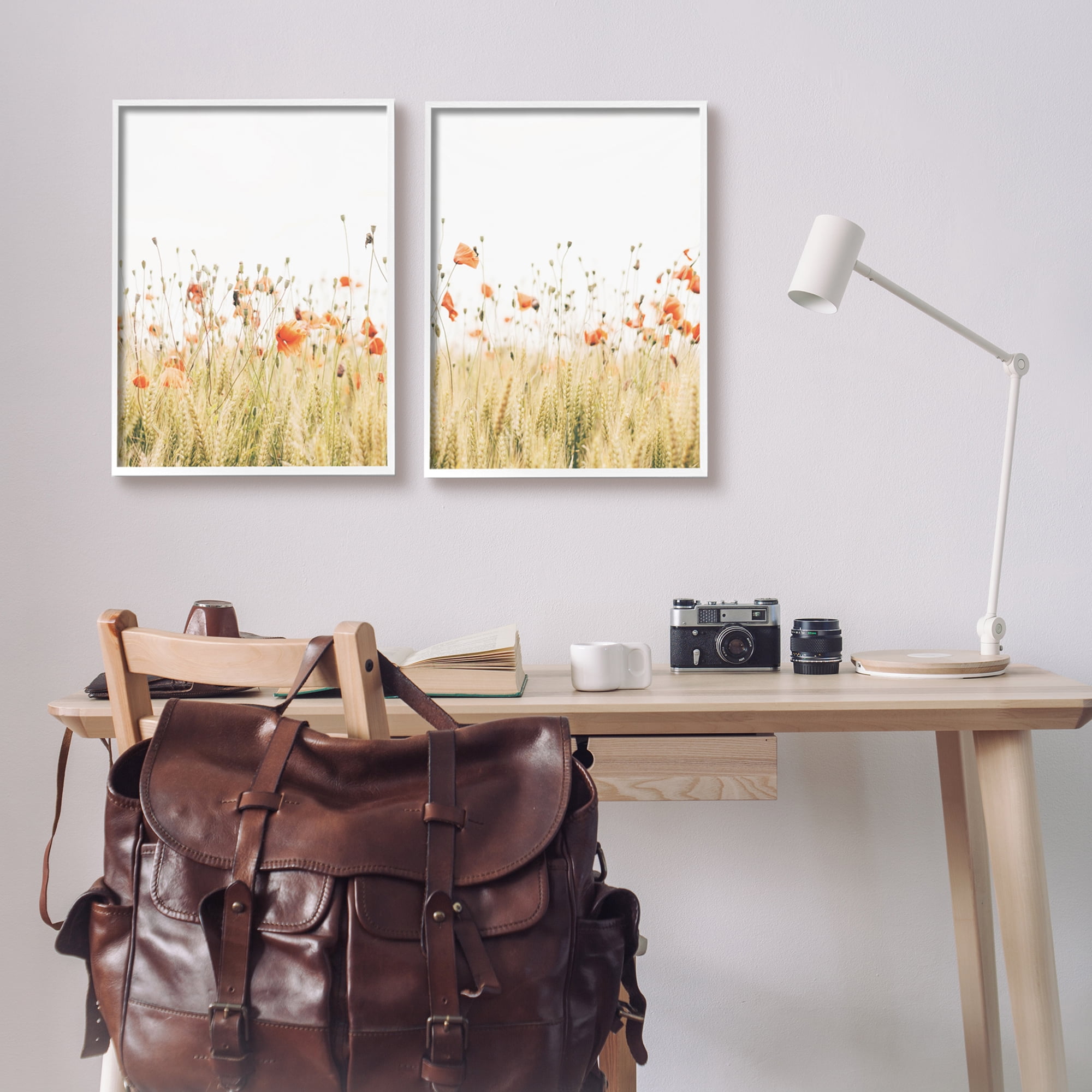 Stupell Industries Rural Poppy Field Landscape Photography White Framed Art Print Wall Art, 16 x 20