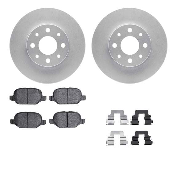 Dynamic Friction Company Rear Geospec Brake Rotors with 5000 Euro Ceramic Brake Pads includes Hardware 4612-07004