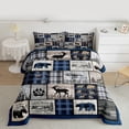 thumbnail image 2 of Homewish Rustic Lodge Cabin Full Size Comforter Sets, Deer Wolf Bear Animal Bedding Comforter Set, Blue Checkered Buffalo Reversible Bedding Sets, Breathable Home Decor, 3pcs, 2 of 8