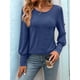 thumbnail image 5 of Camisas de Larga con Cuello Redondo para Mujer, Blusas de Otoño, Sudaderas Elegantes de Moda con Leggings Azul XXL, 5 of 9