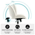 thumbnail image 6 of YOUNIKE Ergonomic Office Chair, Armless Home Chair, Swivel Desk Chair, Curved Back Vanity Chair with Leather Padded Seat, Height Adjustable, White, 6 of 8