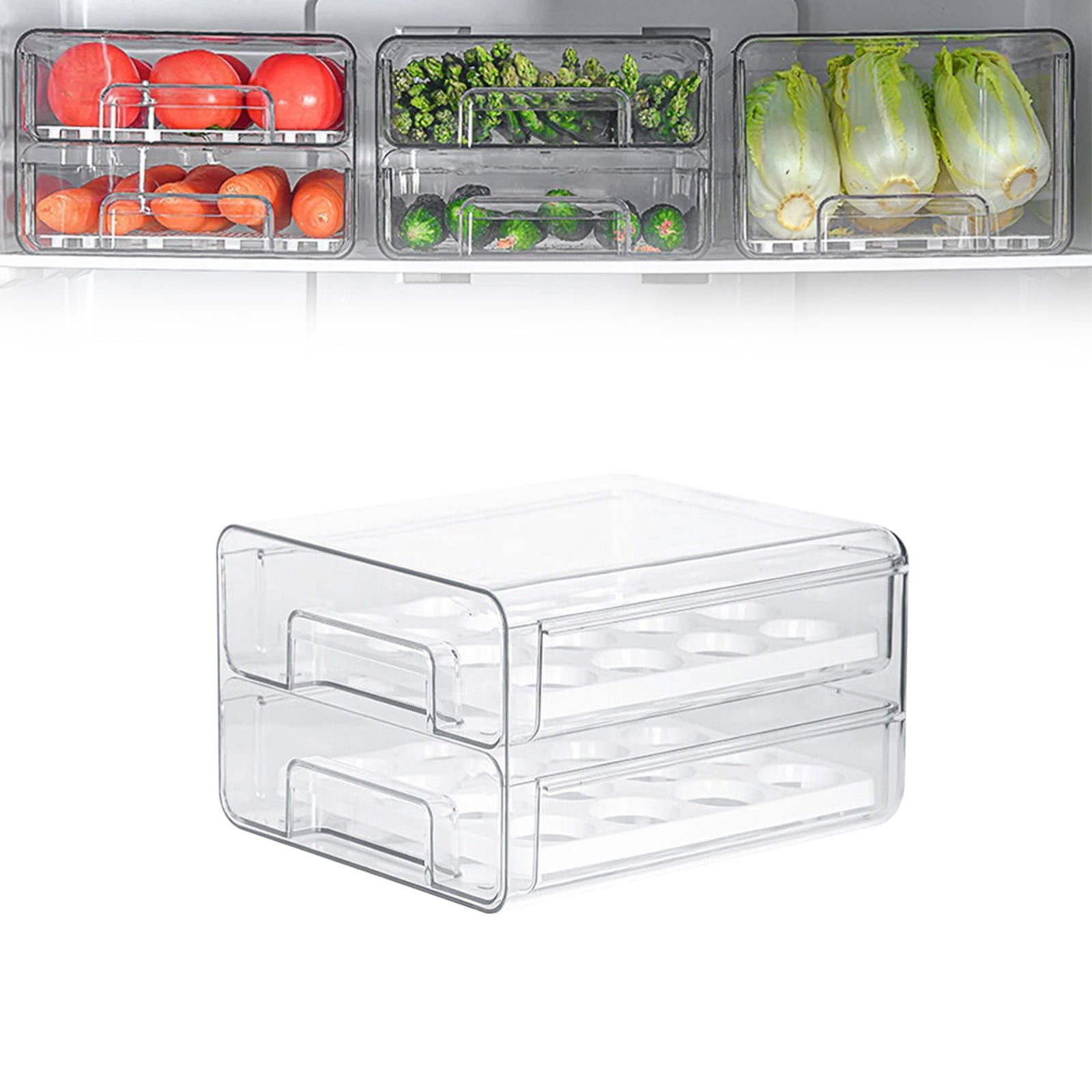 Tswift Stackable Pull-Out Fridge Organizer Drawer with Vent Lid & Drain Tray, Clear Plastic Produce Saver for Fruit, Veg, Deli, Freezer & Pantry, Bpa-Free, 12.5"X6.7"X5.5", 1 Storage Box