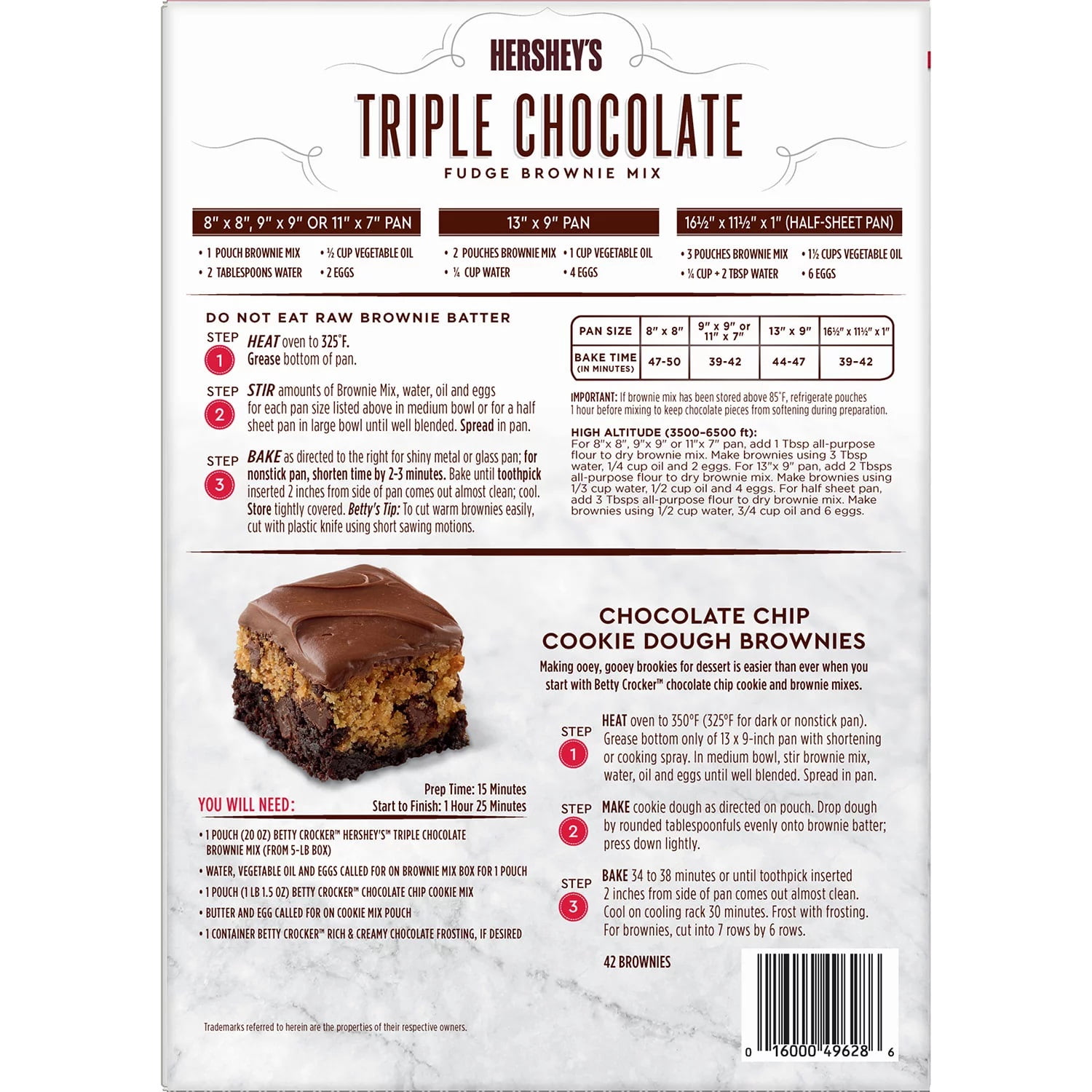 Betty Crocker Hershey's Triple Chocolate Brownie Mix, 20 Oz, 4 Ct