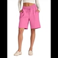 thumbnail image 2 of Pantalones Cortos Holgados con Bolsillos para Mujer, Hasta la Rodilla, para Yoga, Caminar, Hacer Ejercicio, Informales Rosa L, 2 of 7