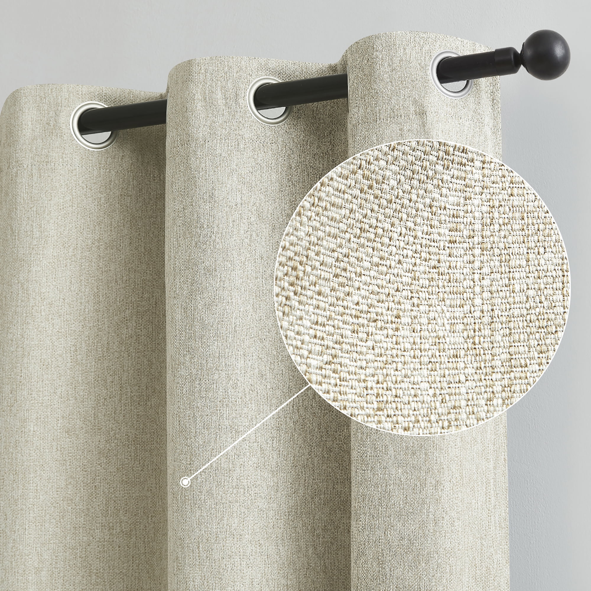 Exultantex Blackout Linen Textured Curtains for Bedroom Texture Rustic Drapes Thermal Insulated Privacy,40"x95",2 Panels,Beige