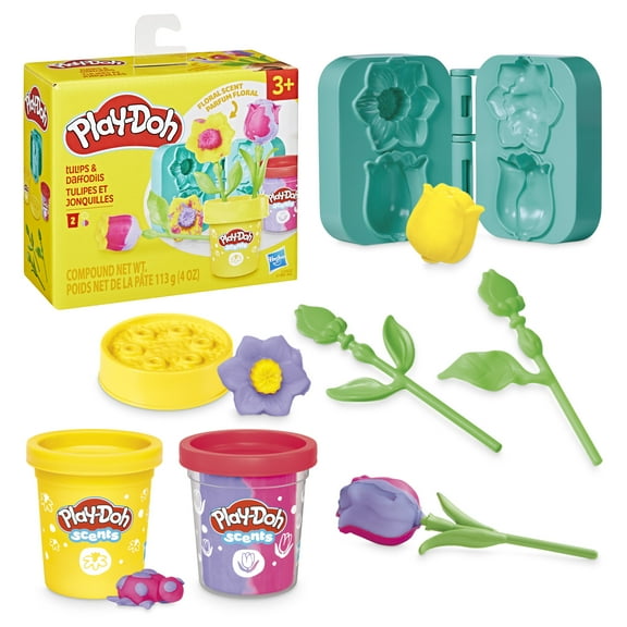 Play-Doh Tulips & Daffodils Playset, Valentine’s Day Gift for Kids, Ages 3 and up