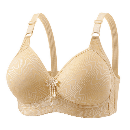 Fulorrnie Bras for Women Supportive Wirefree Lift Comfort Seamless Bralette Front Closure Balconette Bra Beige 40