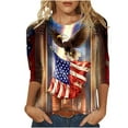 thumbnail image 3 of Meichang Memorial Day Shirts for Women 3/4 Sleeve American Flag Tops 4th of July Patriotic Independence Day T-Shirts USA Flag Red White and Blue Blouses, 3 of 6