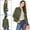 Army Green, variant on INSPIRE CHIC Women's Jackets Long Sleeve Faux Suede Trucker Motorcycle Jacket Khaki M