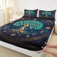 thumbnail image 4 of Homewish Astrology Nature Tree Bed Sheets,Sun Moon Stars Full Size Sheets,Navy Gold,4pcs,1 Flat Sheet, 1 Fitted Sheet and 2 Pillowcases, 4 of 6