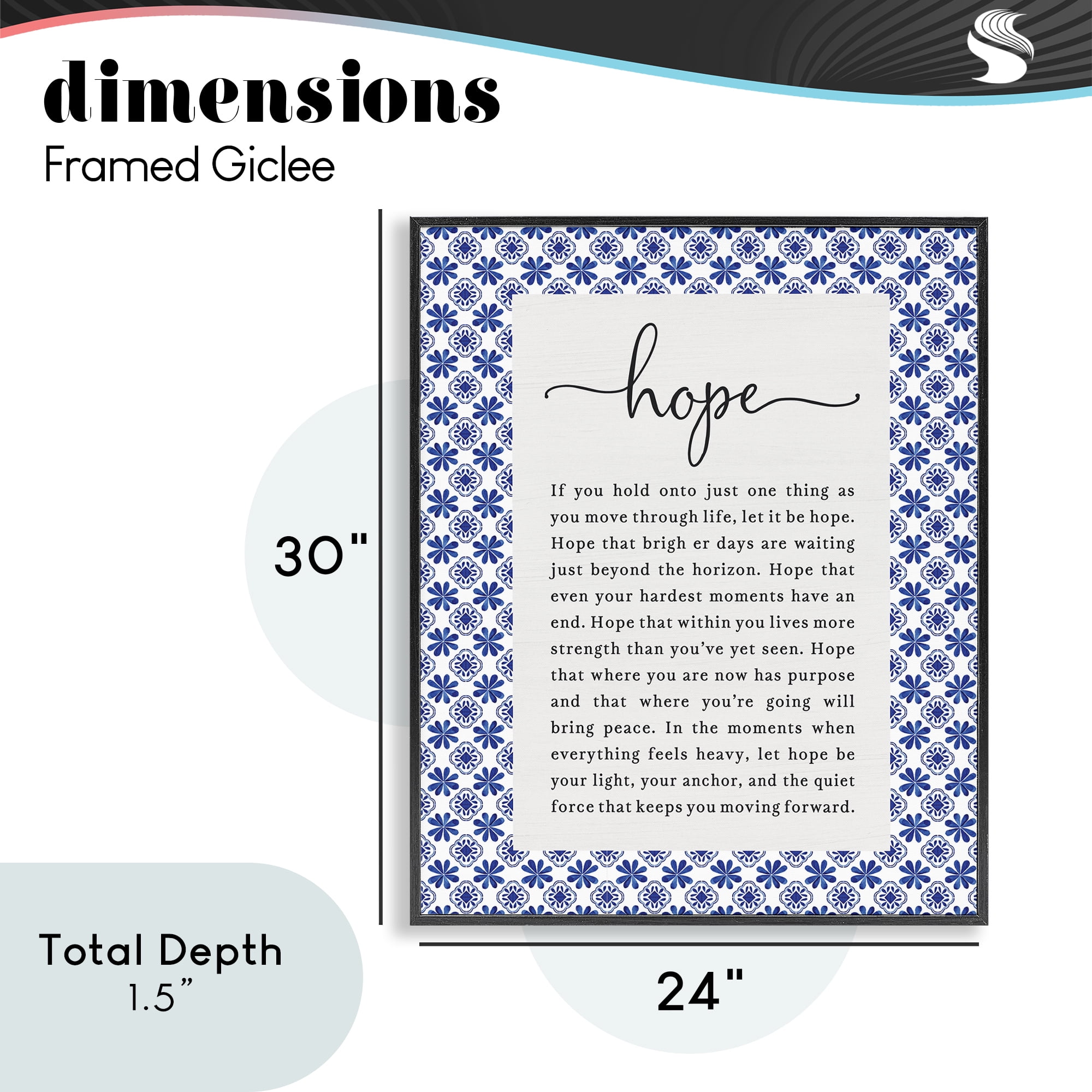 Hope For Brighter Days Black Framed Giclee Art, design by Lettered and Lined