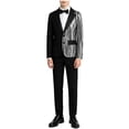 thumbnail image 2 of DJDLJWCJ Kids Boys Stage Performance Suit 2 Piece Sequins Blazer and Pants Set Sparkly Formal Wear for School Black Size 10, 2 of 9