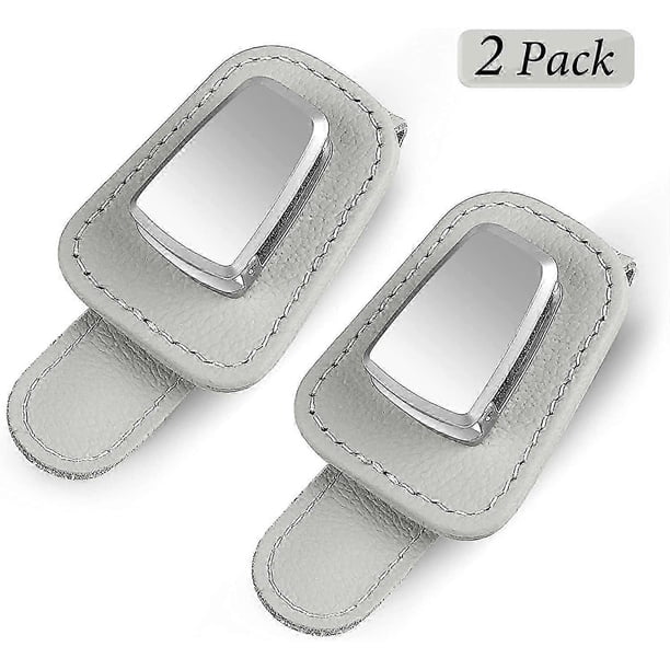 Sunglass Holder for Car, Sunglass Visor Clip, Universal Leather Sunglass Clip for Car Visor (2 Pack Gray)