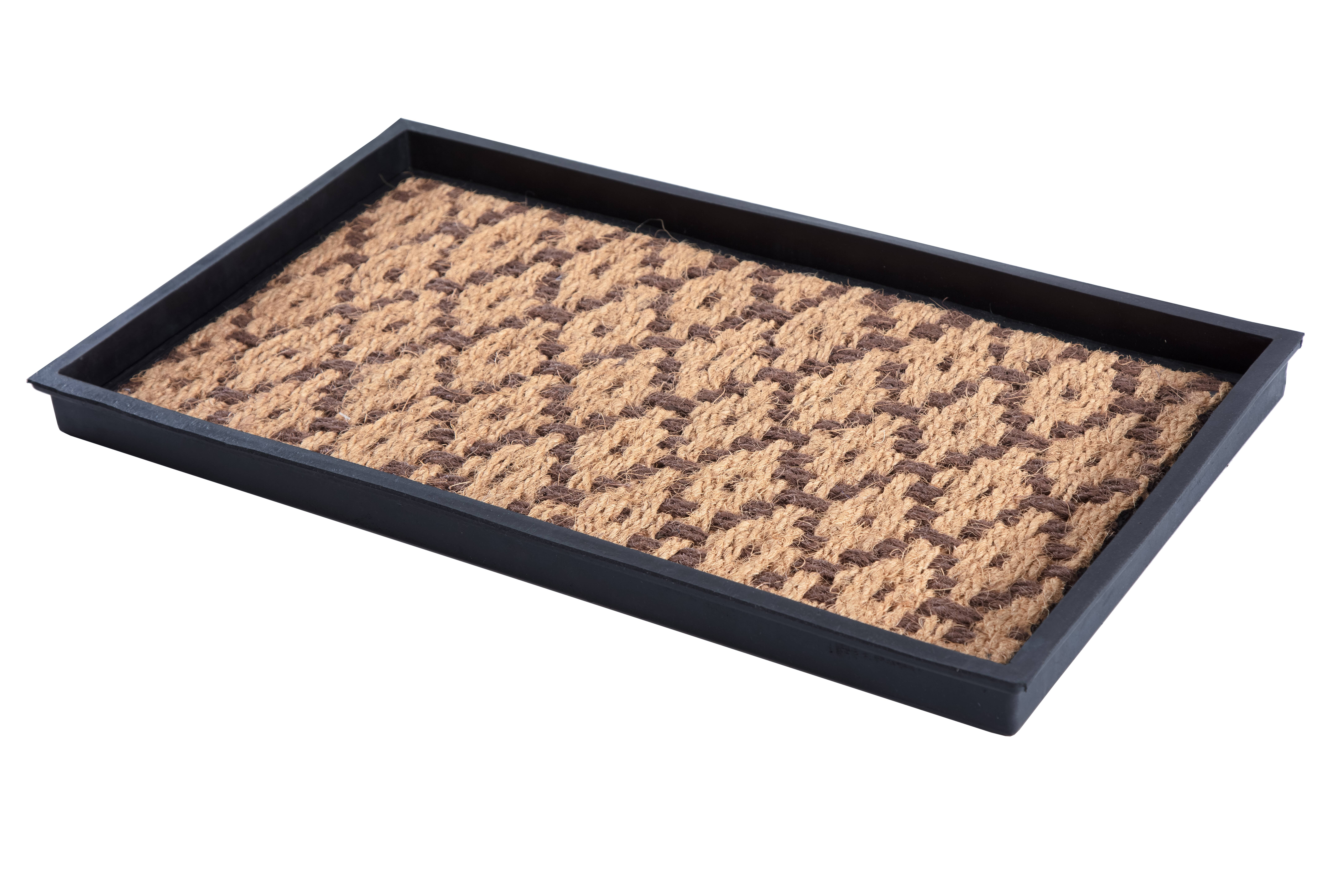 Natural & Recycled Rubber Boot Tray with Tan & Dark Brown Coir Insert