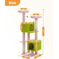 thumbnail image 3 of Flower Cat Tree, 52.4" Cute Cat Tower for Indoor Cats with 2 Flower Padded Perches, 2 Condos & 2 Scratching Posts, Pink, 3 of 15