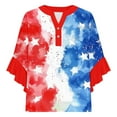 thumbnail image 5 of Frostluinai USA Independence Day Shirts Womens 3/4 Ruffle Sleeve Button Henley Shirts Casual Loose 4th of July T Shirts Patriotic Tops, 5 of 5