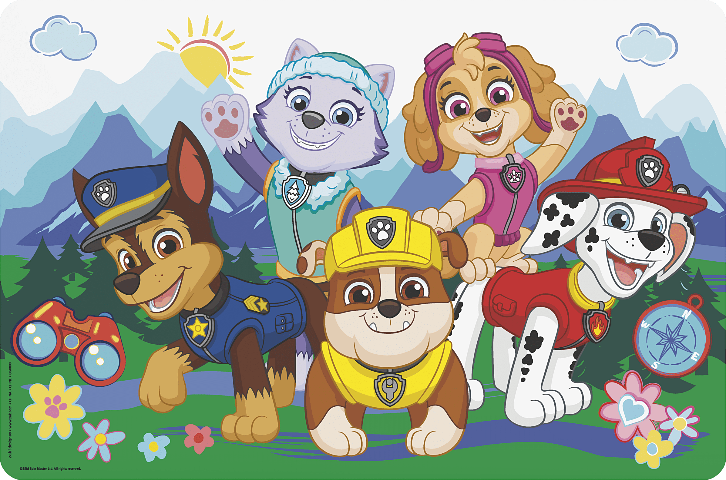 (3 pack) Zak Designs 11.8" x 17.6" Paw Patrol Reusable Kids Plastic Placemat, Everest, Skye and Friends