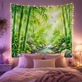 thumbnail image 2 of Bamboo Forest Landscape with Stream and Flowers, Serene Japanese Inspired Scene for Nature Lovers, Botanical Art Print, Housewarming Gift Tapestry Wall Hanging for Bedroom and Living Room, 2 of 7