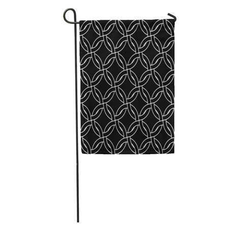 SIDONKU Pattern Black and White Abstract Geometric Woven Circles Geo Quatrefoil Garden Flag Decorative Flag House Banner 28x40 inch
