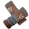 thumbnail image 2 of CUZIBR Snow Gloves Women'S Plush Knitted Fingerless Glove Cartton Pattern Wool Fuzzy Lined Mitten Sleeves Writing For Cold Weather, 2 of 3