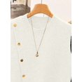 thumbnail image 4 of 1pc Solid Color Cropped Round Neck Asymmetrical Button Design Fashion Layering Sleeveless Knit Vest Tank Top Summer, Effortless Style, 4 of 10