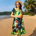 thumbnail image 4 of Fotbe Robe Motif Drapeau de la Saint-Patrick Mode Décontractée pour Femmes Manches Courtes Robe Maxi Robe T-Shirt Rayée Longue à Blocs de Couleur, 4 of 6