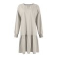 thumbnail image 5 of Womens 2024 Fall Long Sleeve Pullover Tops Crewneck Rib Knit Patchwork Sweatshirt Dress Casual Mini Dresses, 5 of 5