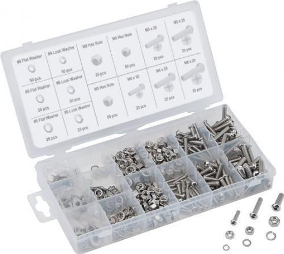 475 ASSORTED PIECE A2 M4 FULLY THREADED BOLTS NUTS WASHERS SCREWS STAINLESS KIT 