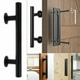 thumbnail image 2 of 12\" Sliding Barn Door Pull Flush Handle Gate Hardware Set Iron Matte Black, 2 of 4
