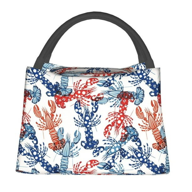 Fotbe Red Lobster Bolsa Térmica Portátil con Estampado, Bolsa de Entrega de Alimentos Aislada, Bolsa Reutilizable de Gran Capacidad para Comidas y Supermercado