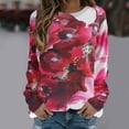 thumbnail image 2 of Camiseta suelta estampada a la moda para mujer, blusa de manga larga, cuello redondo, camisetas informales Pompotops  FGAJ7764, 2 of 5