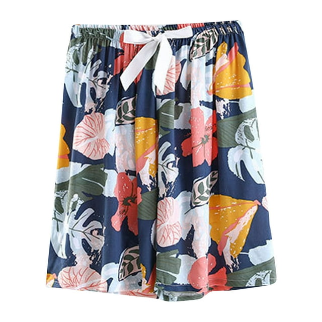 Drawstring Pants Women Printed Solid Color Three Way Casual Shorts, Womens Comfortable Pants