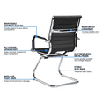 thumbnail image 5 of Alden Design 2pcs Mid-back Ergonomic Office Reception Chair with Sled Metal Base, Black, 5 of 7