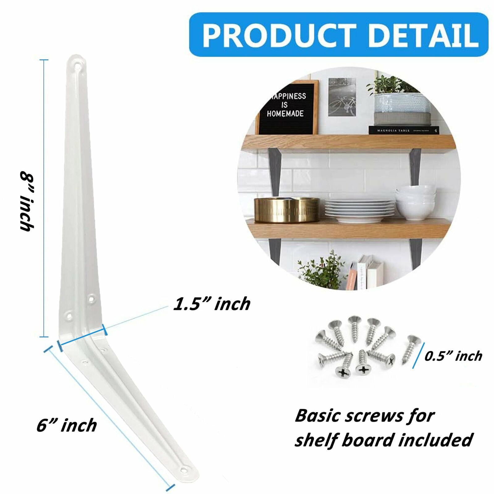 Details about  / 20 Pcs 6/" x 8/" inch Utility Metal Wall Shelf Corner Bracket Support White LOT