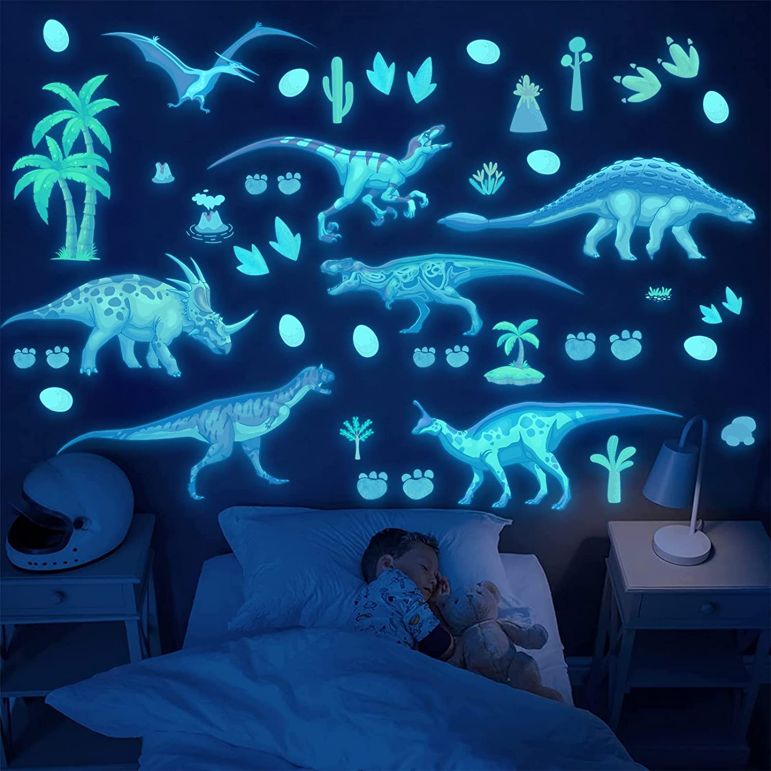 Glow in The Dark Dinosaur Wall Decals, Glowing selfAdhesive Stickers