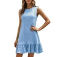 thumbnail image 2 of Fashion Summer Dress for Women Sleeveless Round Neck Casual Loose Fit Solid color Flowing hem Mid Dress for All Occasions Daily Date(BU1,L), 2 of 5