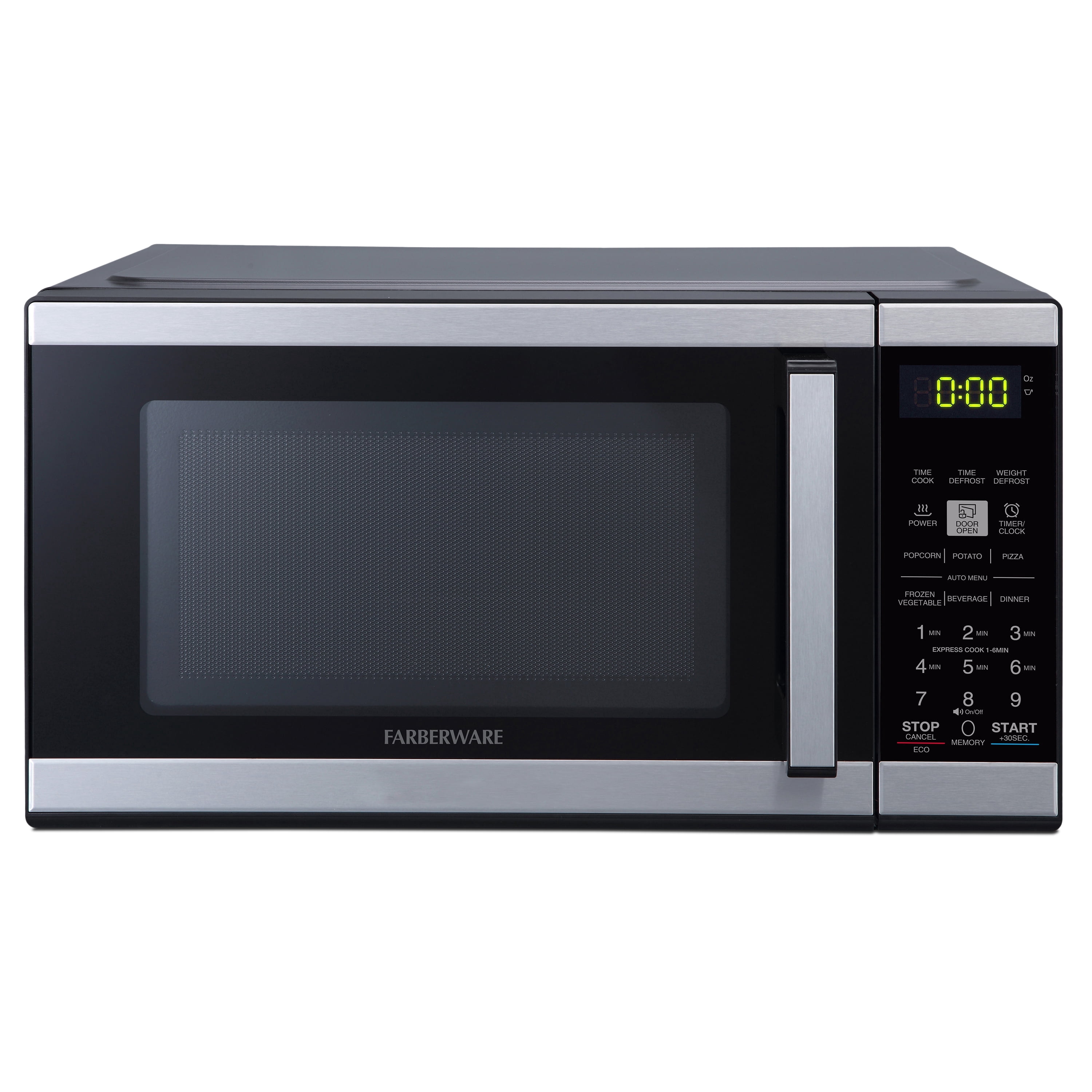 Farberware 0.9 cu ft Microwave Oven, 900W Countertop Microwave Oven with LED Display, Stainless Steel