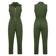 thumbnail image 4 of Miluxas Women's Sleeveless Cargo Jumpsuit Zip Front Romper with Pockets Casual Loose Workwear Overalls for Summer Trendy Street Clothes Green, 4 of 9