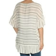 thumbnail image 2 of MAX STUDIO Womens White Ruffled Striped Dolman Sleeve Jewel Neck T-Shirt Top  Size: S, 2 of 2