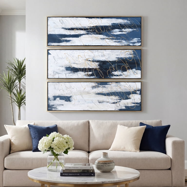 Empire Art Direct Blue Shadows Textured Metallic Hand Painted