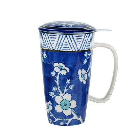 

Taimei Teatime Ceramic Tea Cup with Infuser - 17oz/480ml - Large Tea Mug with Lid and Stainless Steel Infuser - Tea-for-One Perfect Set for Office and Home Uses Great Wellness Gift for Christmas