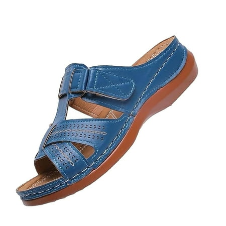 

Jungdeepe Slope Heel Thick Sole Hollow Slippers For Women s Large Casual Pedal Sewn Slope Heel Stripe Cool Slippers Rubber Hiking Shoes Women Women s Sandals Size 8 Sparkly Sandals for Women Flat Wide